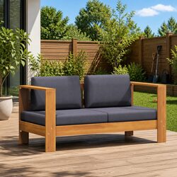 Durable 2-Seater Garden Bench with Cushions 140cm