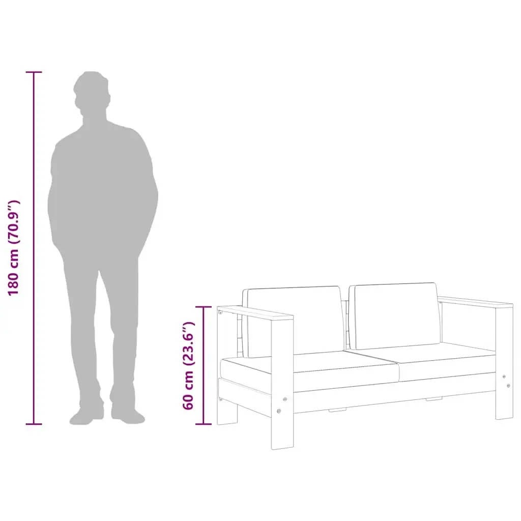 2-Seater Garden Bench with Cushions 140cm