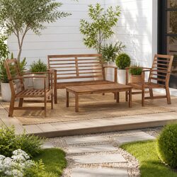 Sturdy 4 Piece Wooden Garden Lounge Set for Outdoor Spaces