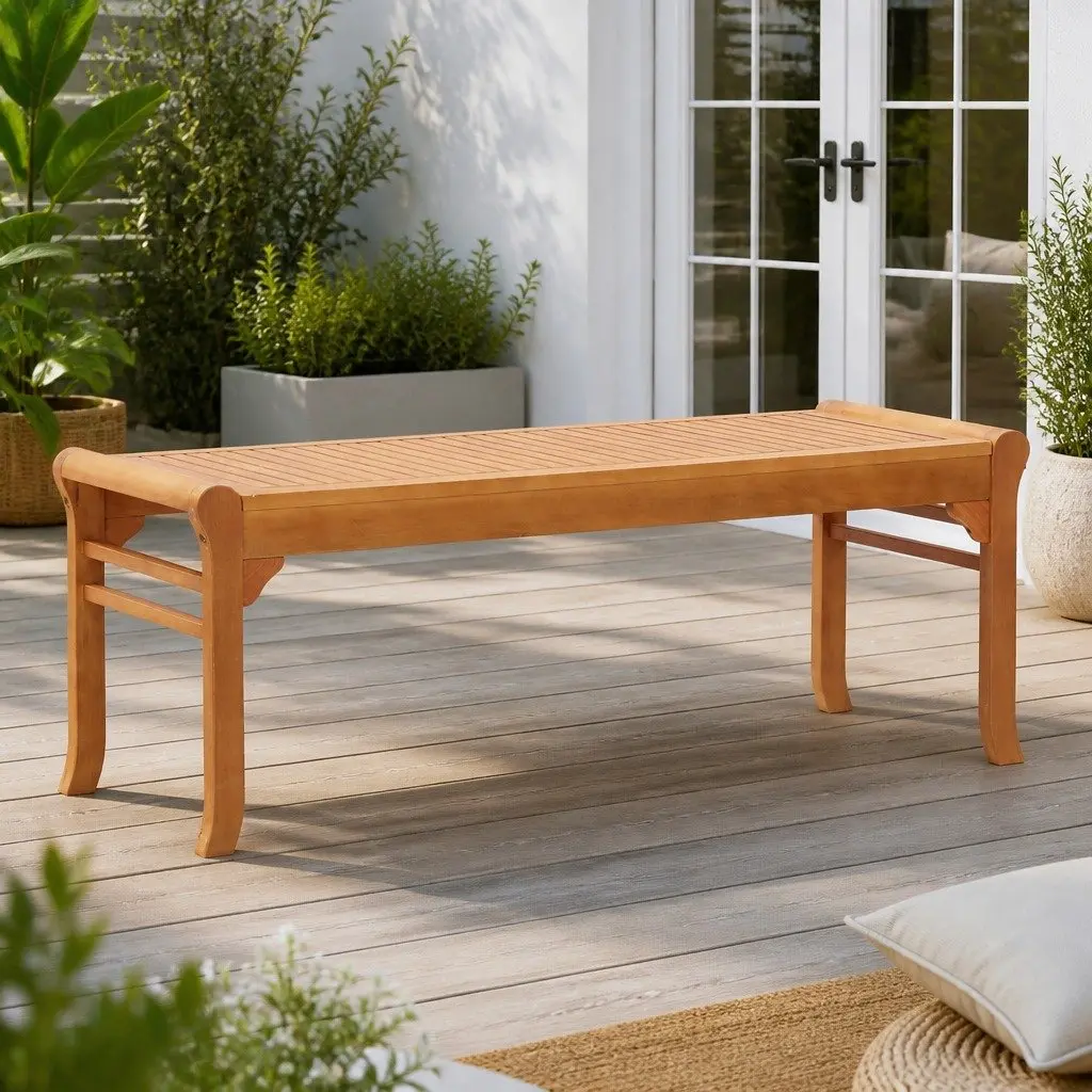 Outdoor Bench Solid Eucalyptus Wood 120cm Brown