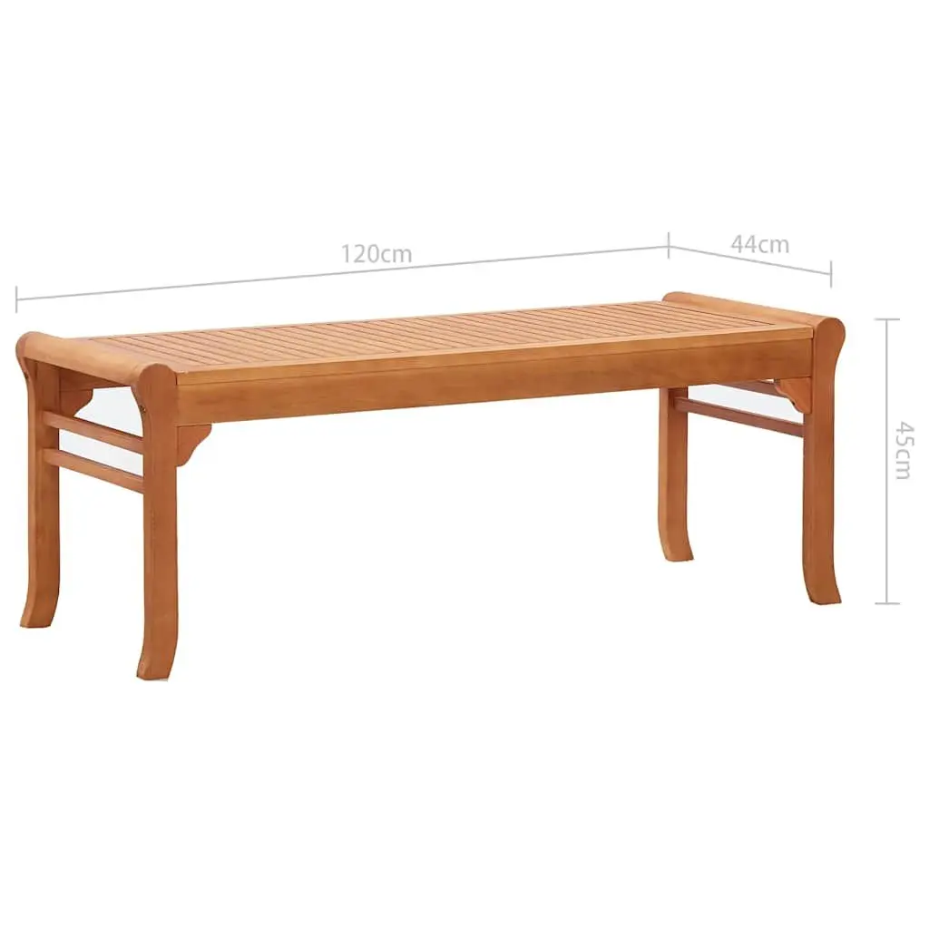 Outdoor Bench Solid Eucalyptus Wood 120cm Brown