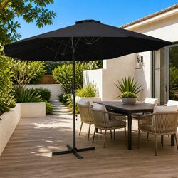 High-Quality Double-Top Garden Parasol 460x270cm Black