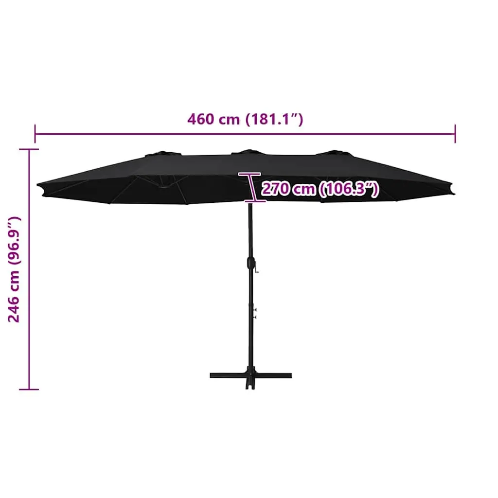 Double-Top Garden Parasol 460x270cm Black