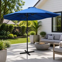 Sturdy Blue Double-Top Garden Parasol 460x270 cm