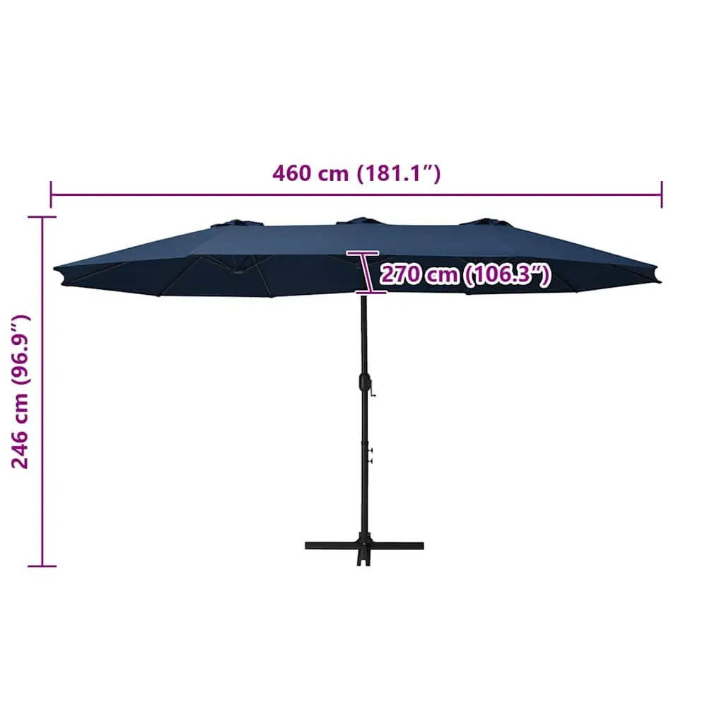 Garden Parasol Aluminium 460x270 cm Blue