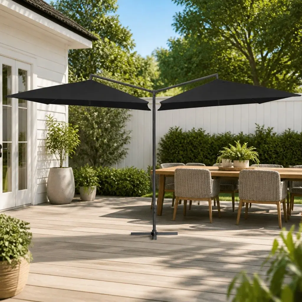 Double Parasol Umbrella 250x250 cm Black