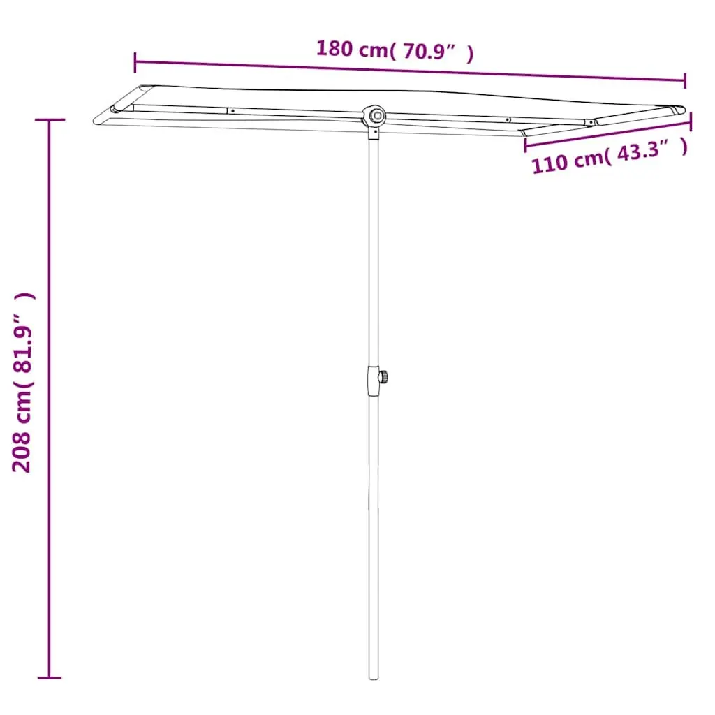 Garden Parasol Outdoor Sunshade Umbrella 180x110cm Black