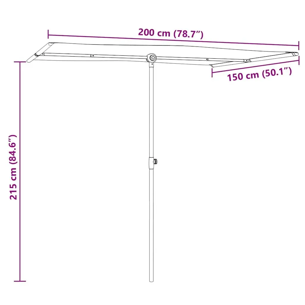 Garden Parasol Umbrella 2x1.5m with Rotating Canopy