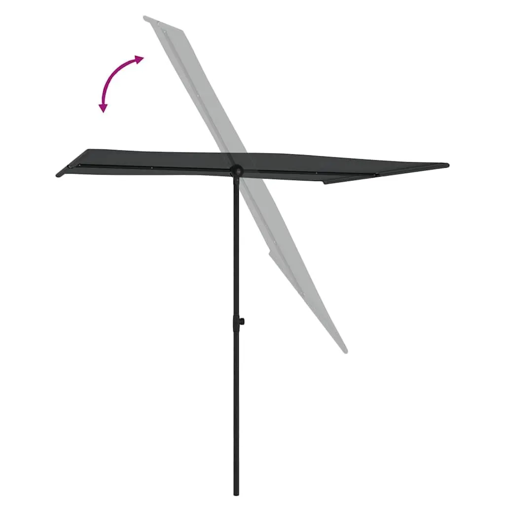 Garden Parasol Polyester 2x1.5m Anthracite Outdoor Umbrella Sun Shade Canopy