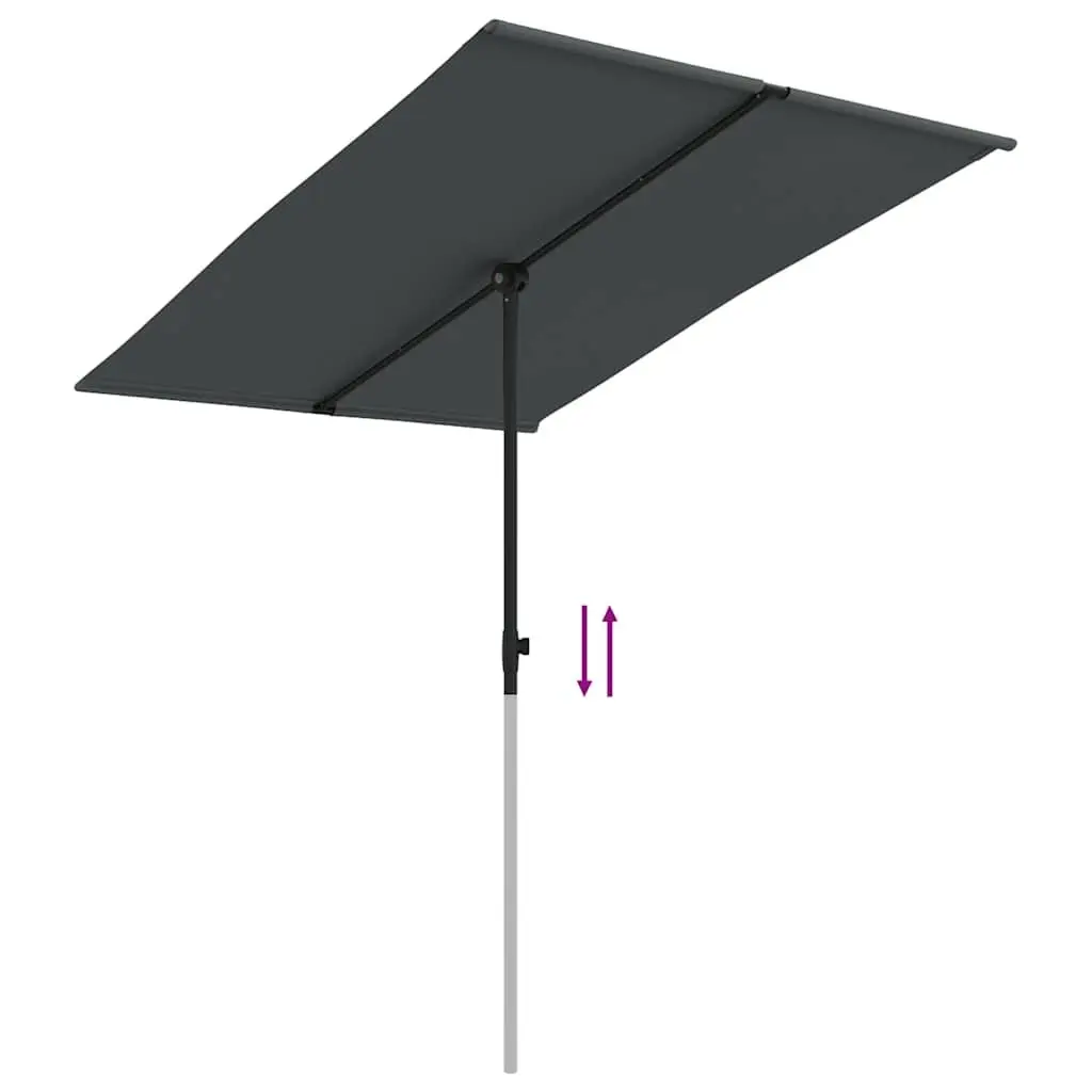 Garden Parasol Polyester 2x1.5m Anthracite Outdoor Umbrella Sun Shade Canopy