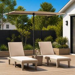 Durable Garden Parasol Outdoor Umbrella 2x1.5m Taupe