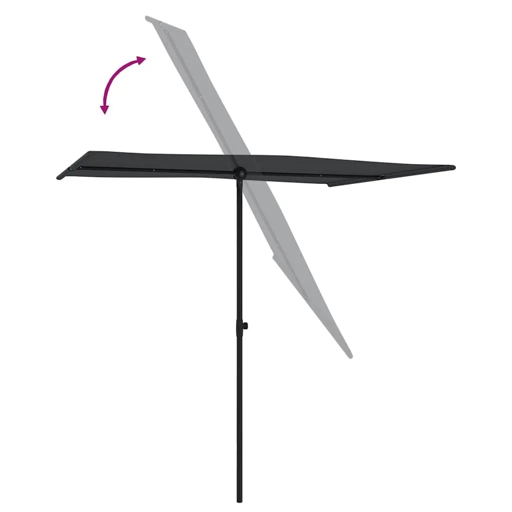 Garden Parasol Polyester 2x1.5m Black Rotatable