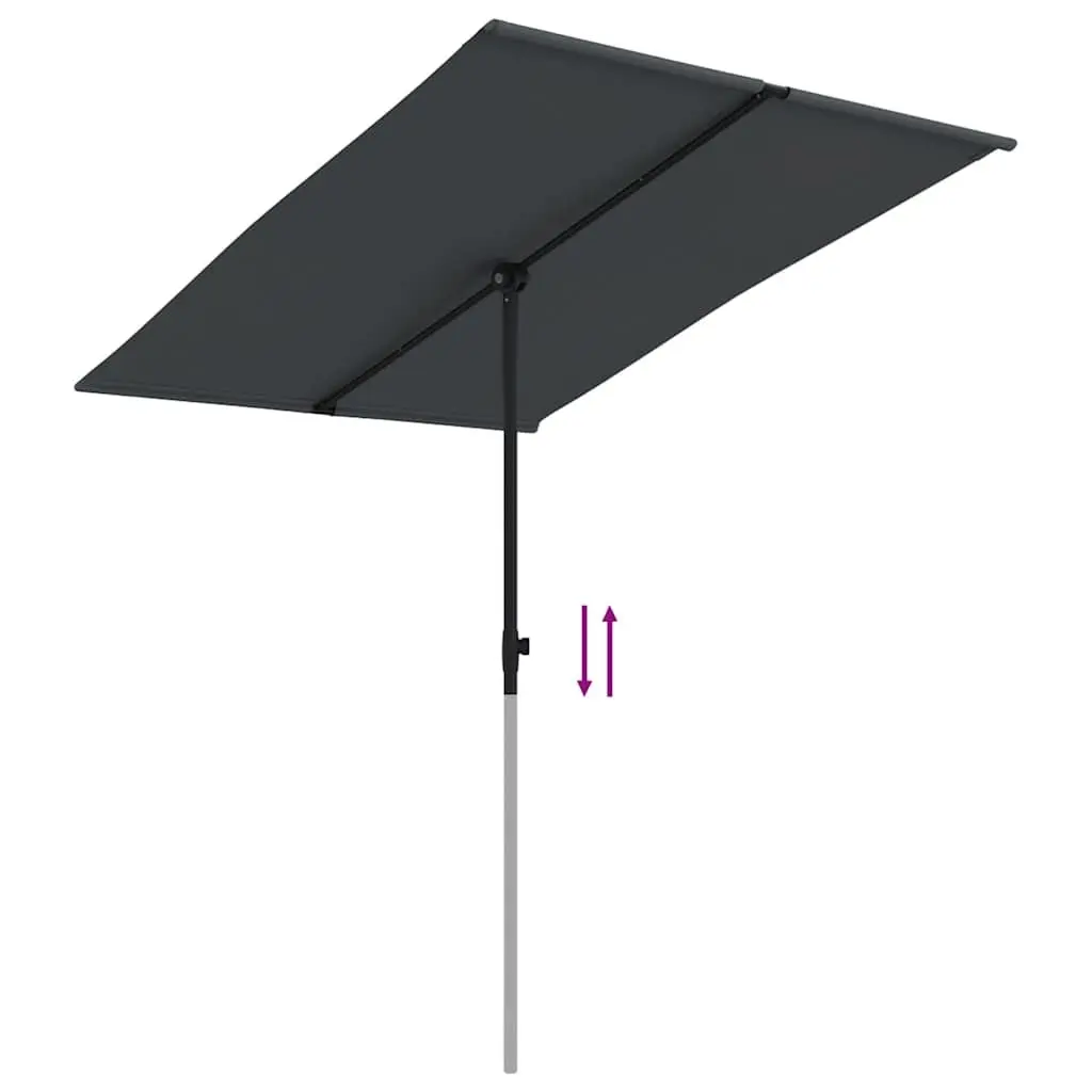 Garden Parasol Polyester 2x1.5m Black Rotatable