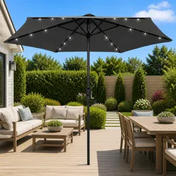 270 cm Garden Parasol Outdoor Sunshade with LED Lights