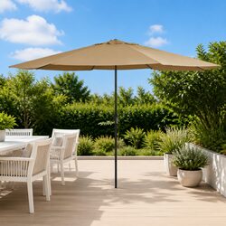 Durable Garden Parasol with 390cm Metal Pole in Taupe