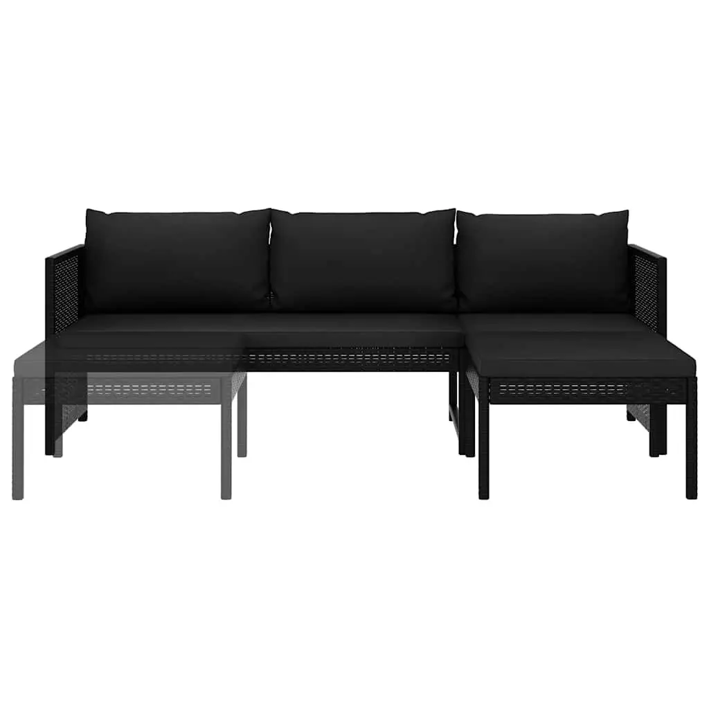 Outdoor Lounge Set 3 Piece Garden Furniture Poly Rattan Patio Sofa Black