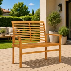 112cm Solid Teak Wood Outdoor Garden Bench - Brown