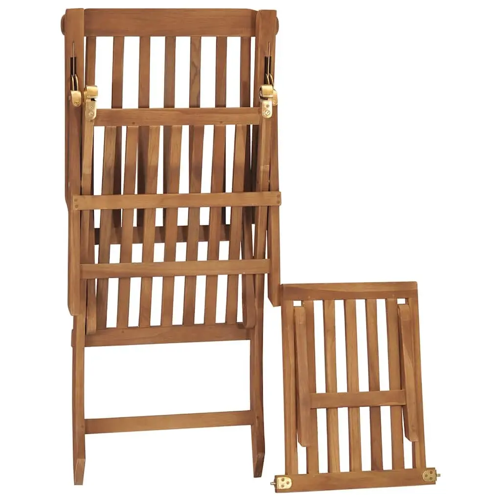 Cream Teak Wood Deck Chair with Cushion