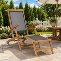 Premium Deck Chair with Detachable Footrest for Outdoor Relaxation