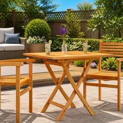 Brown Solid Teak Wood Folding Outdoor Dining Table 85x85x76 cm