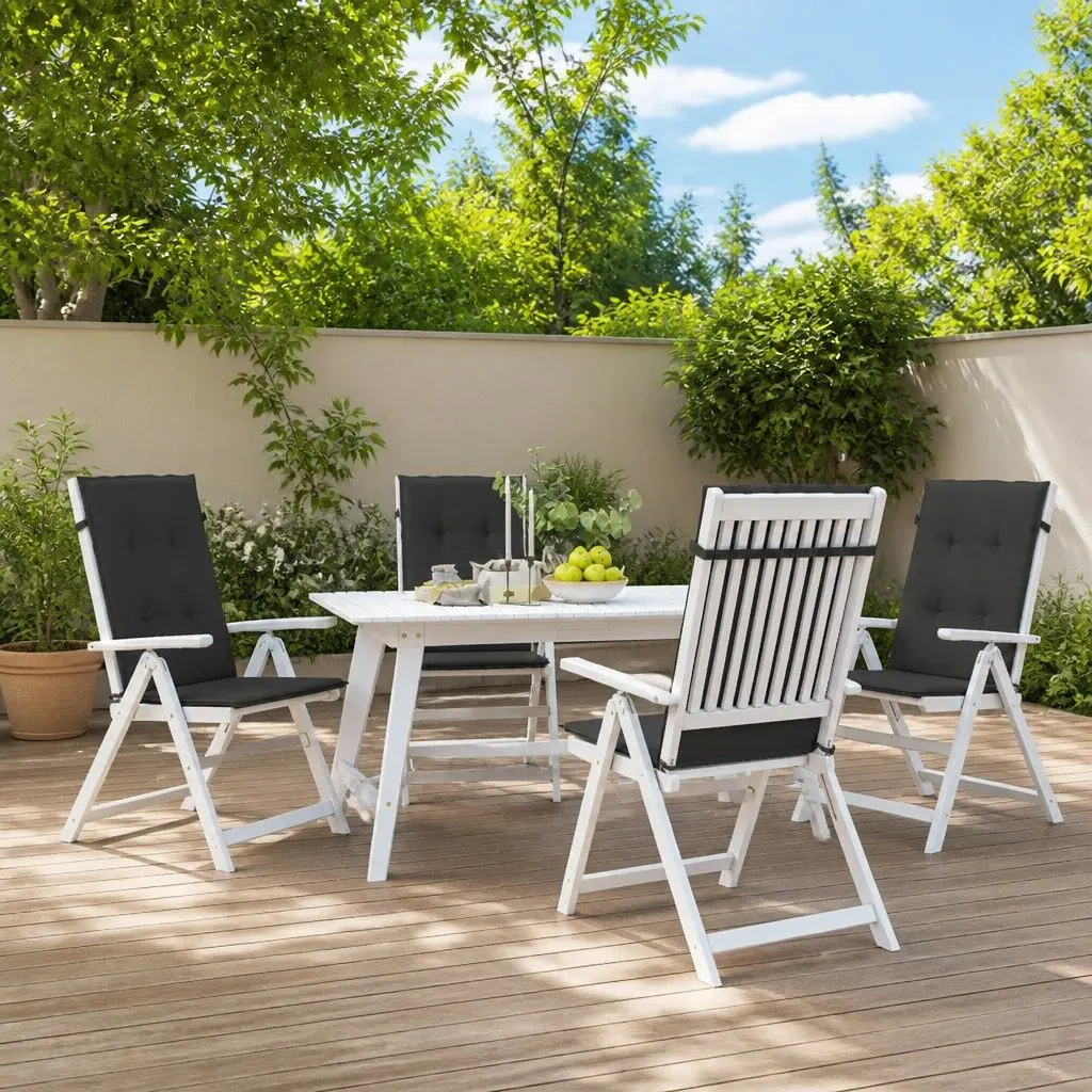 Highback Cushions 4 pcs Black 120x50x3 cm for Outdoor Chairs