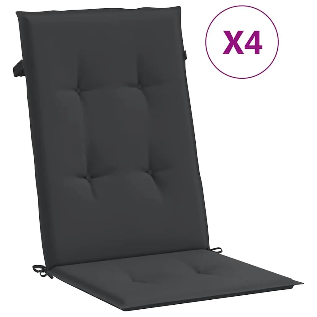 Highback Cushions 4 pcs Black 120x50x3 cm for Outdoor Chairs