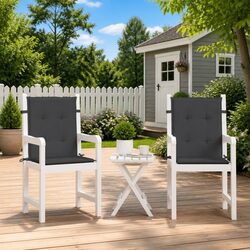 2-Piece Anthracite Lowback Chair Cushions in Oxford Fabric