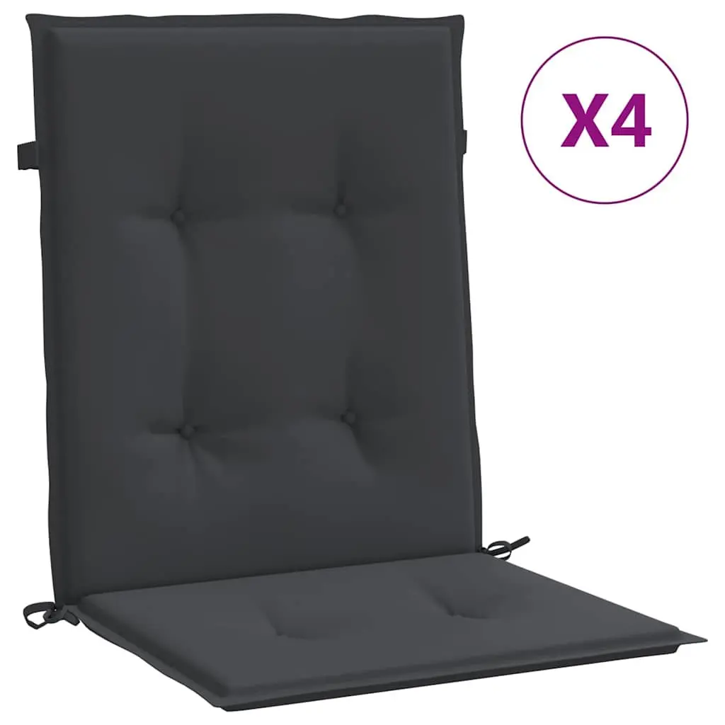 Black Lowback Chair Cushions 4 pcs 100x50x3 cm