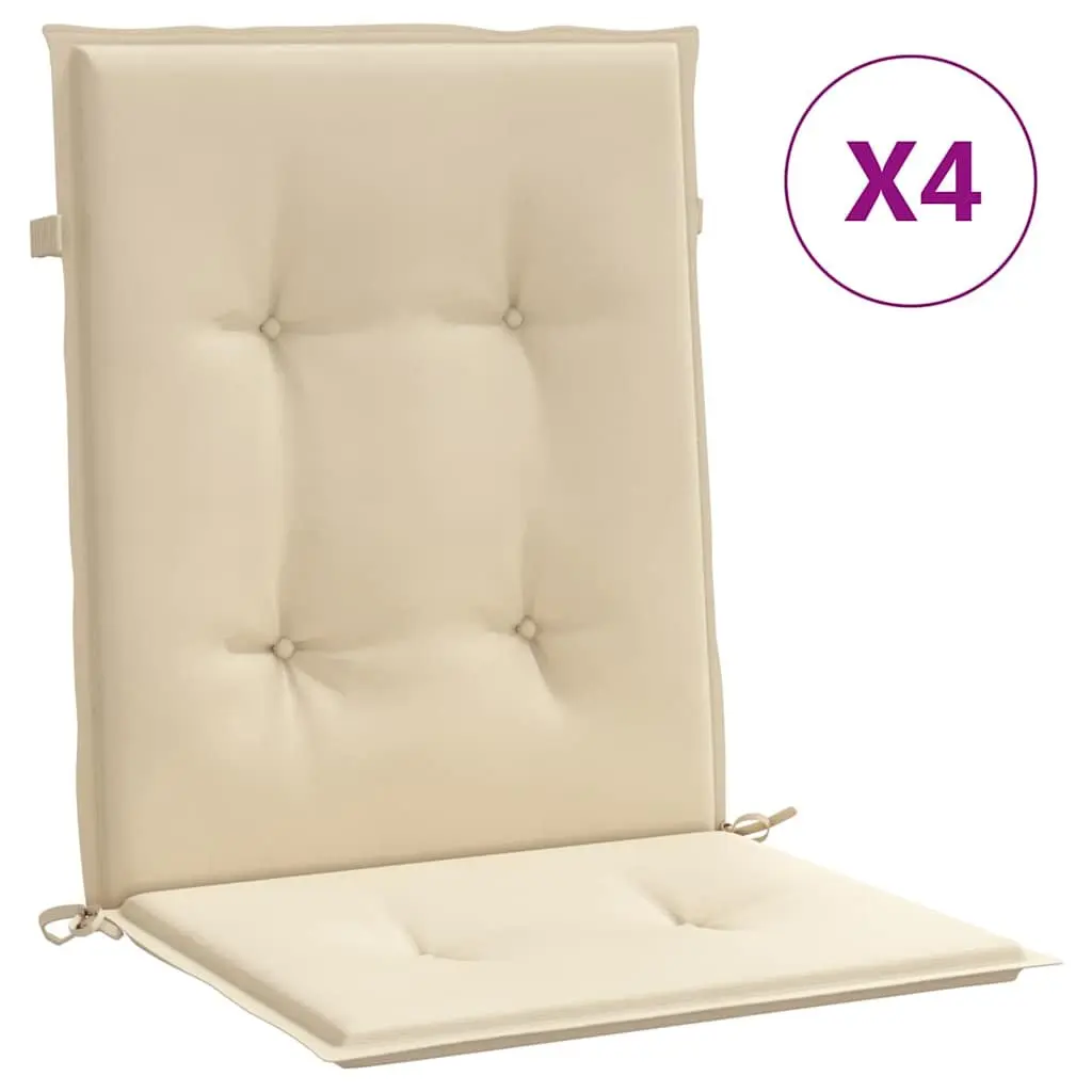 Lowback Chair Cushions Oxford Fabric 100 x 50 x 3 cm Beige 4 Pack