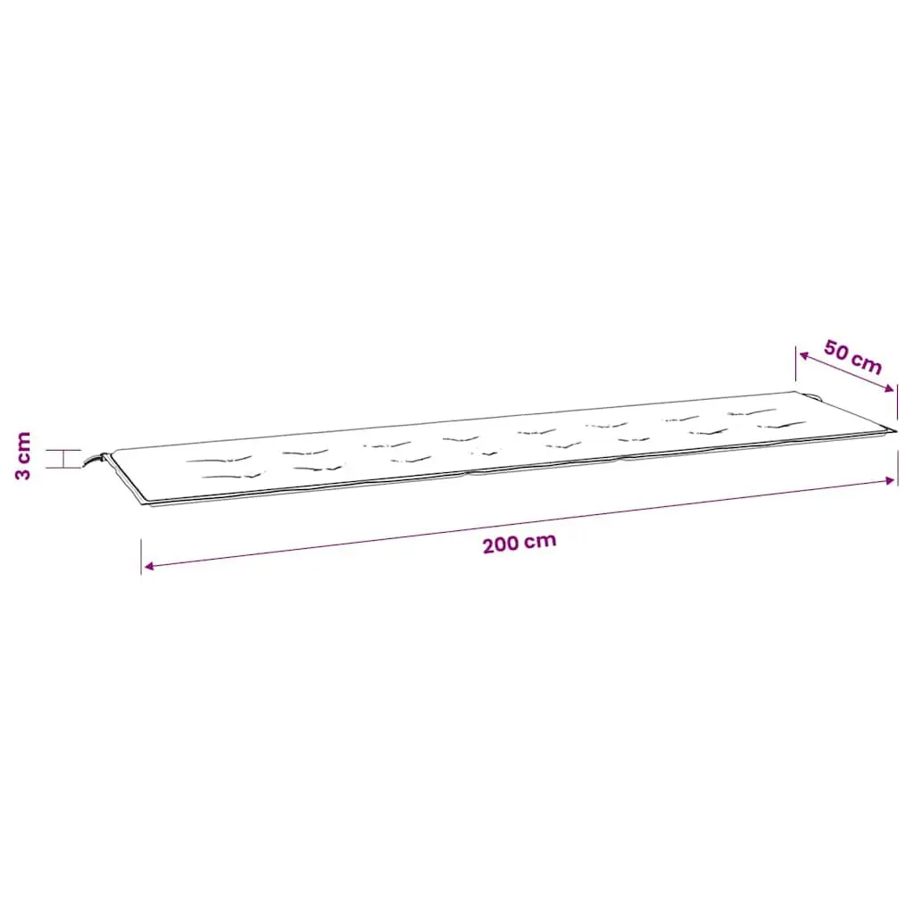 Grey Garden Bench Cushion 200x50x3cm