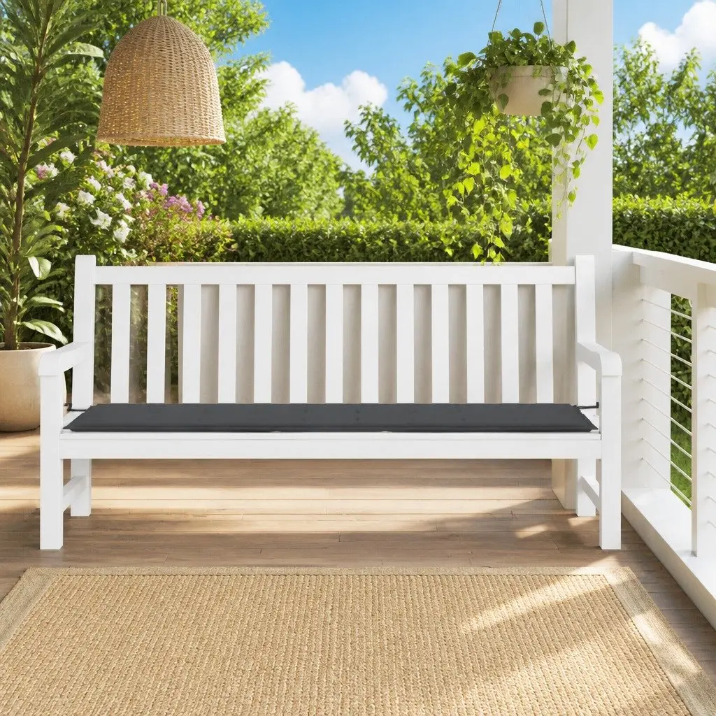 Outdoor Garden Bench Cushion in Black 200x50x3 cm