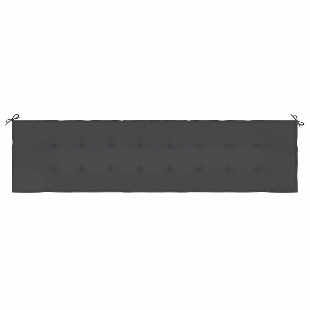 Outdoor Garden Bench Cushion in Black 200x50x3 cm