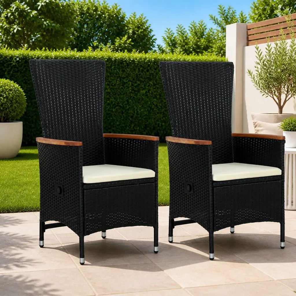 Reclining Garden Patio Armchairs Set 2 pcs with Cushions