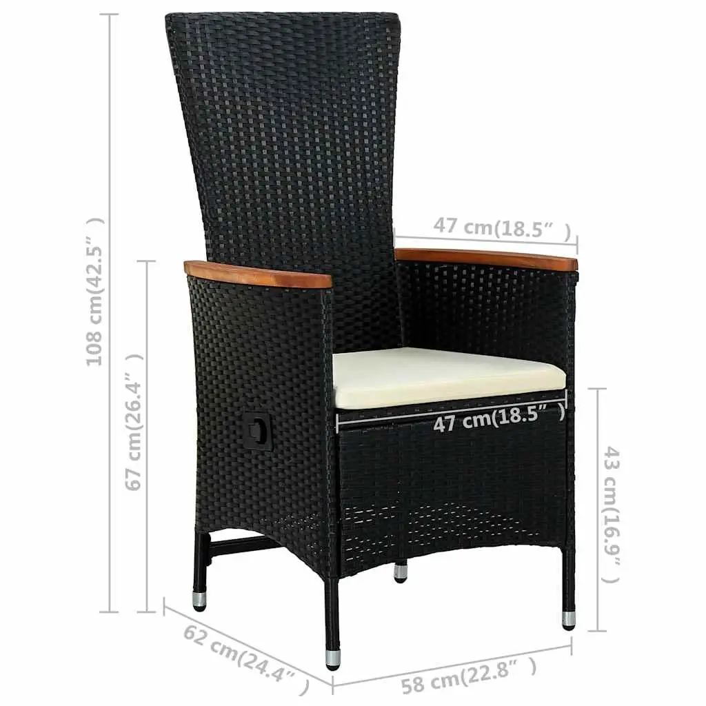 Reclining Garden Patio Armchairs Set 2 pcs with Cushions
