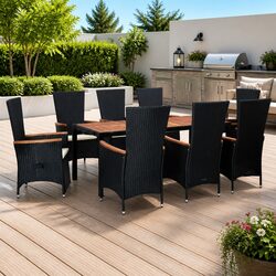 High-Quality 9 Piece PE Rattan Outdoor Dining Set
