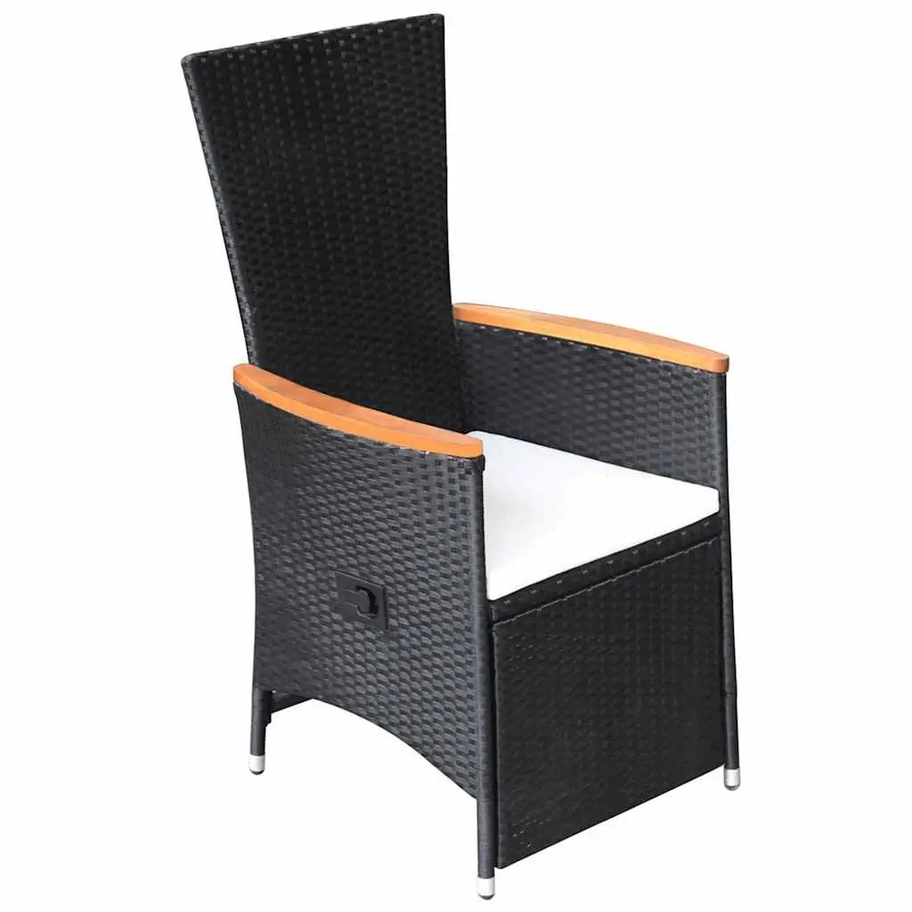 Black Poly Rattan Reclining Outdoor Chairs