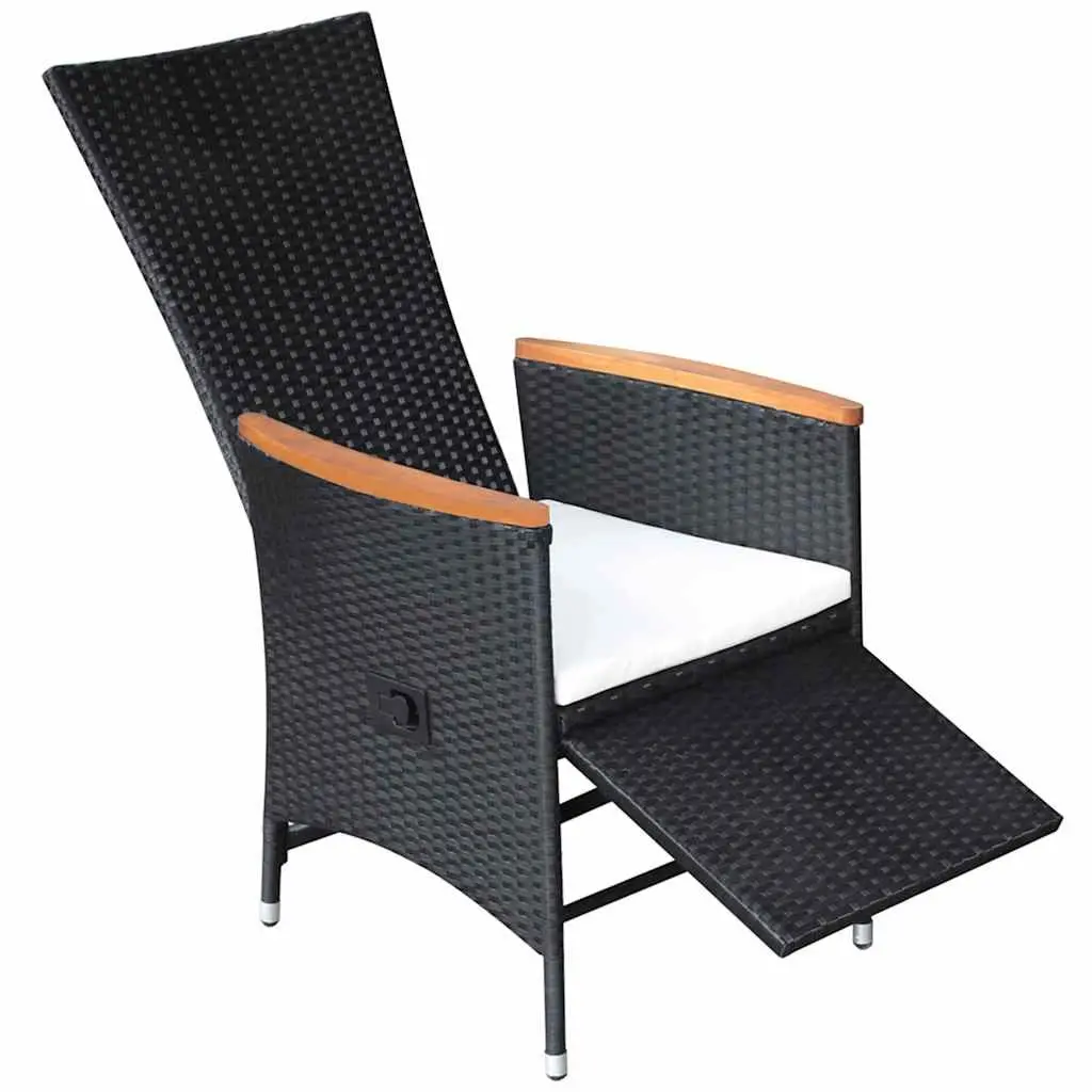 Black Poly Rattan Reclining Outdoor Chairs