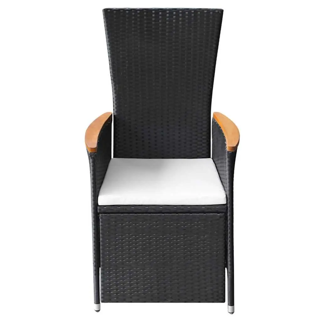 Black Poly Rattan Reclining Outdoor Chairs