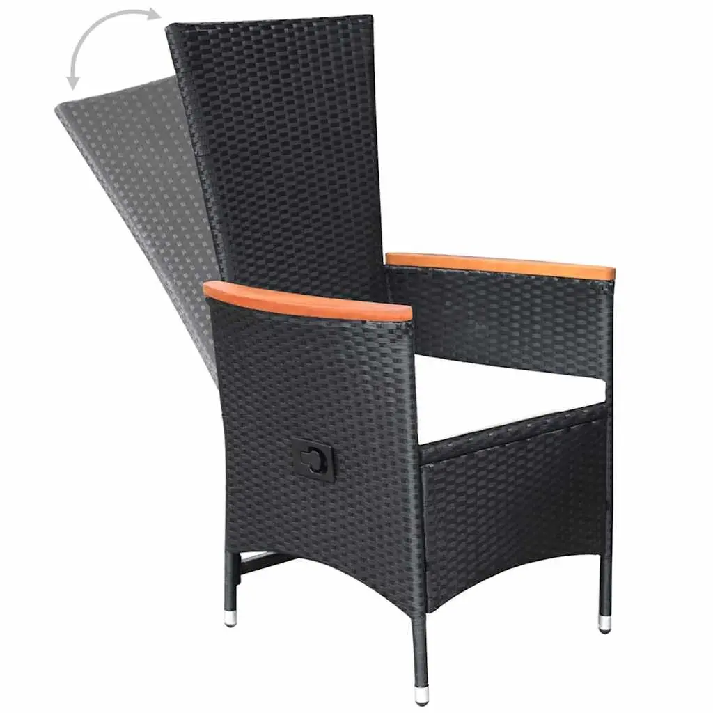 Black Poly Rattan Reclining Outdoor Chairs