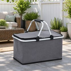 Sturdy Grey Foldable Insulated Cool Bag 46x27x23 cm