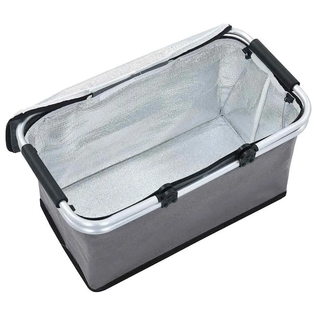 Foldable Cooler Bag Aluminium 46x27x23 cm Grey