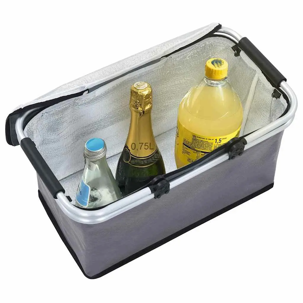 Foldable Cooler Bag Aluminium 46x27x23 cm Grey