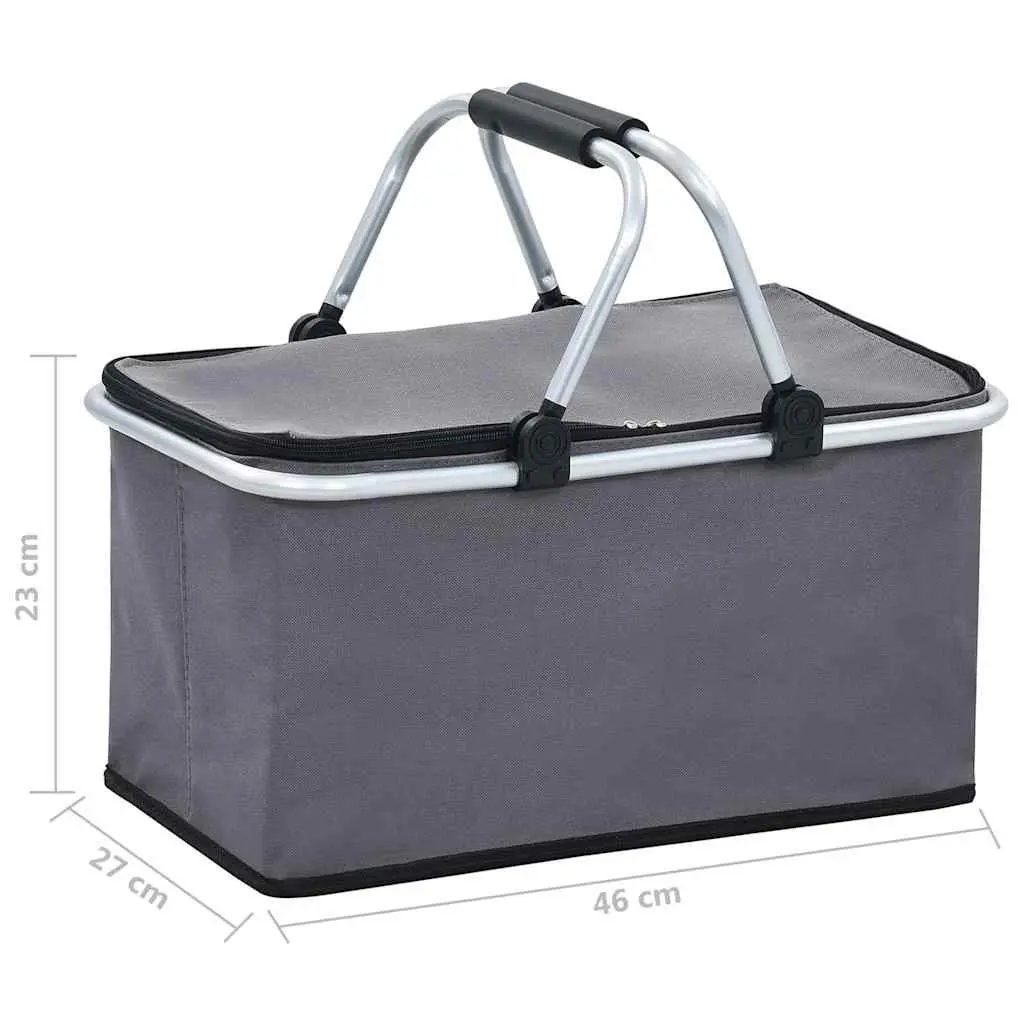Foldable Cooler Bag Aluminium 46x27x23 cm Grey
