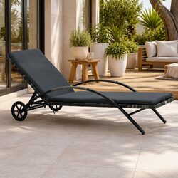 Stylish Rattan Sun Lounger with Adjustable Backrest