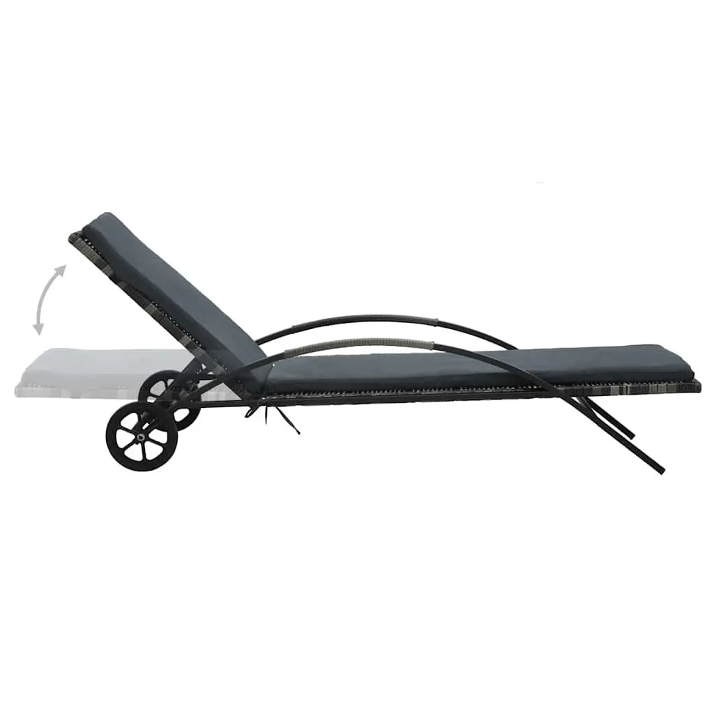 Sun Lounger PE Rattan Adjustable Reclining Chair Anthracite