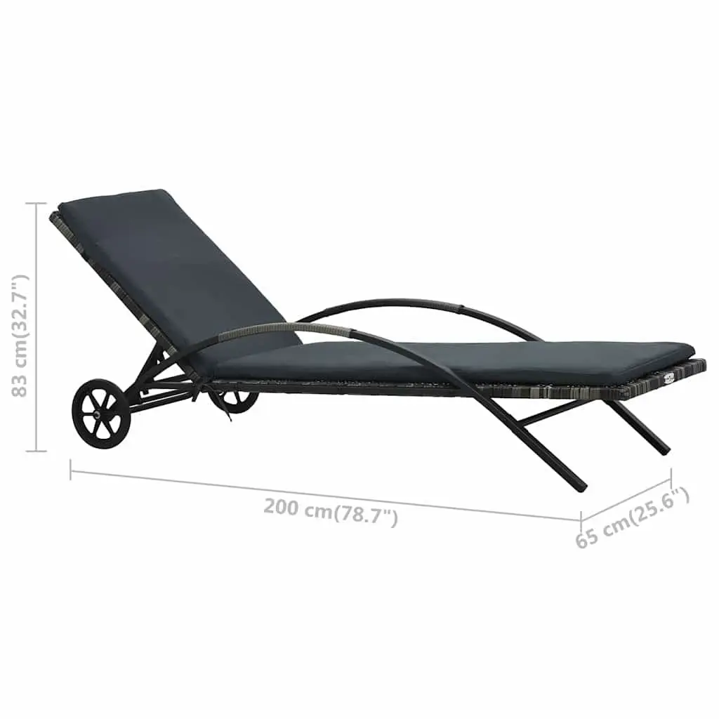 Sun Lounger PE Rattan Adjustable Reclining Chair Anthracite