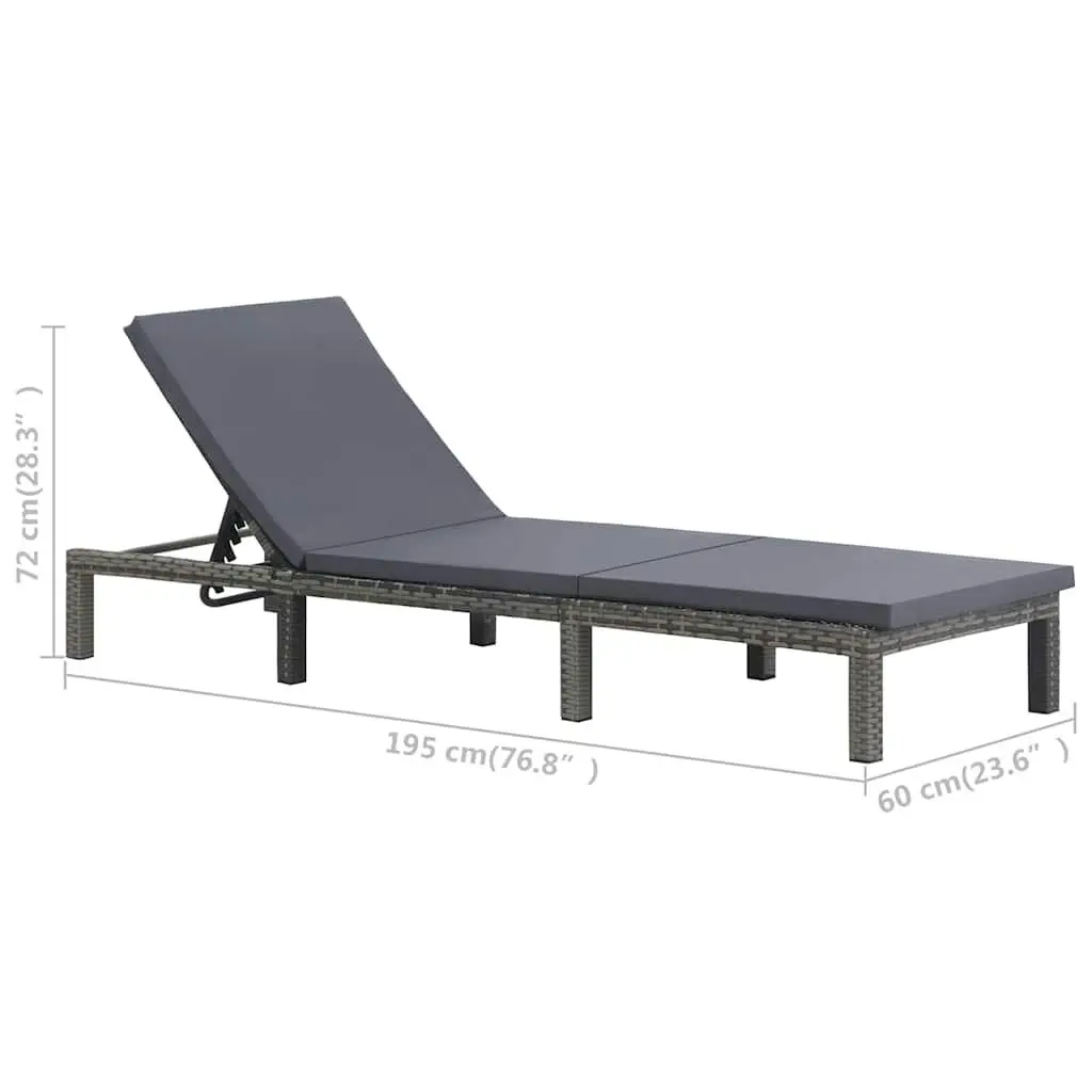 Poly Rattan Sun Lounger with Adjustable Backrest