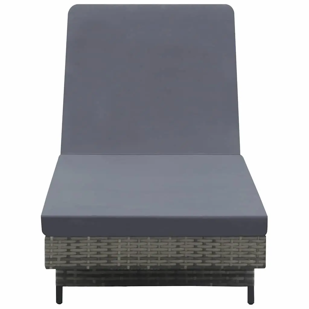 Sun Lounger PE Rattan Adjustable Anthracite with Cushion