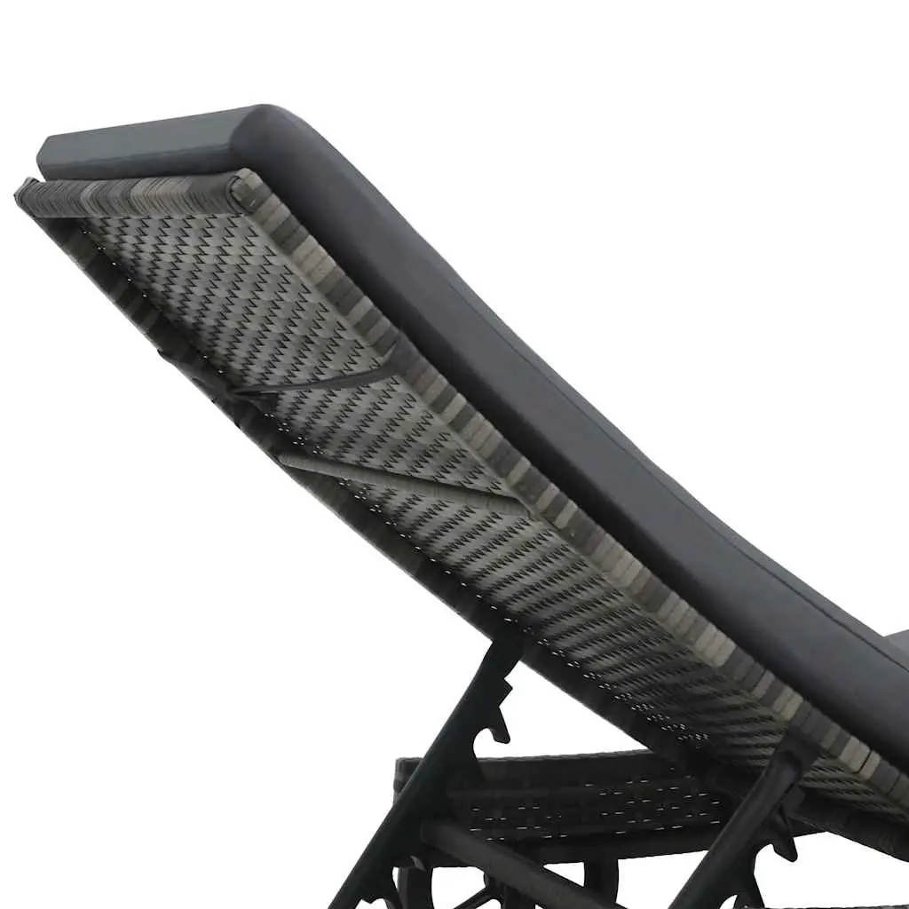 Sun Lounger PE Rattan Adjustable Anthracite with Cushion