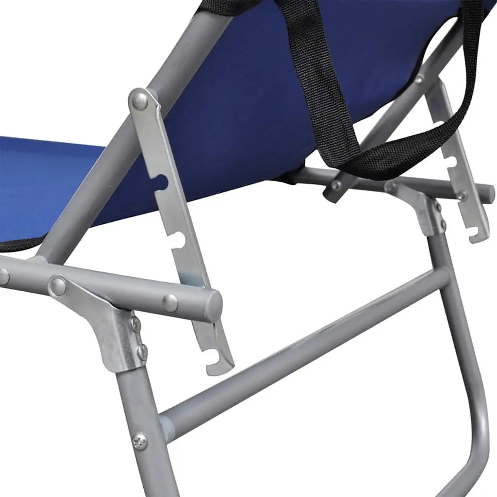 Blue Folding Sun Lounger with Adjustable Canopy